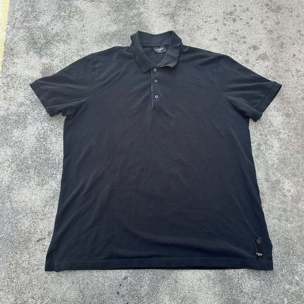 Fendi Roma Men's Black Short Sleeve Polo Shirt